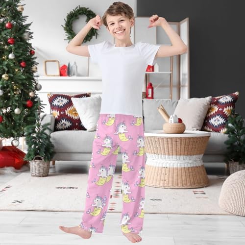 Boy's Pants Funny Unicorns Mermaid Tail Jogger Pants Elastic Waist Long Bottoms Trousers with Pockets 6-14 Years2