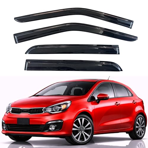 Image of KPY Rain Guards Fit for 2012-2017 Kia Rio Hatchback, Out-Channel Window Visors Vent Wind Deflectors 4PC, Car Accessories for 12-17 Rio Hatchback (Excludes Sedan)