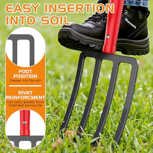 image for HIGHLIGHT Garden Fork, 4-Tine Spading Fork, Compost Fork, Steel Diggin