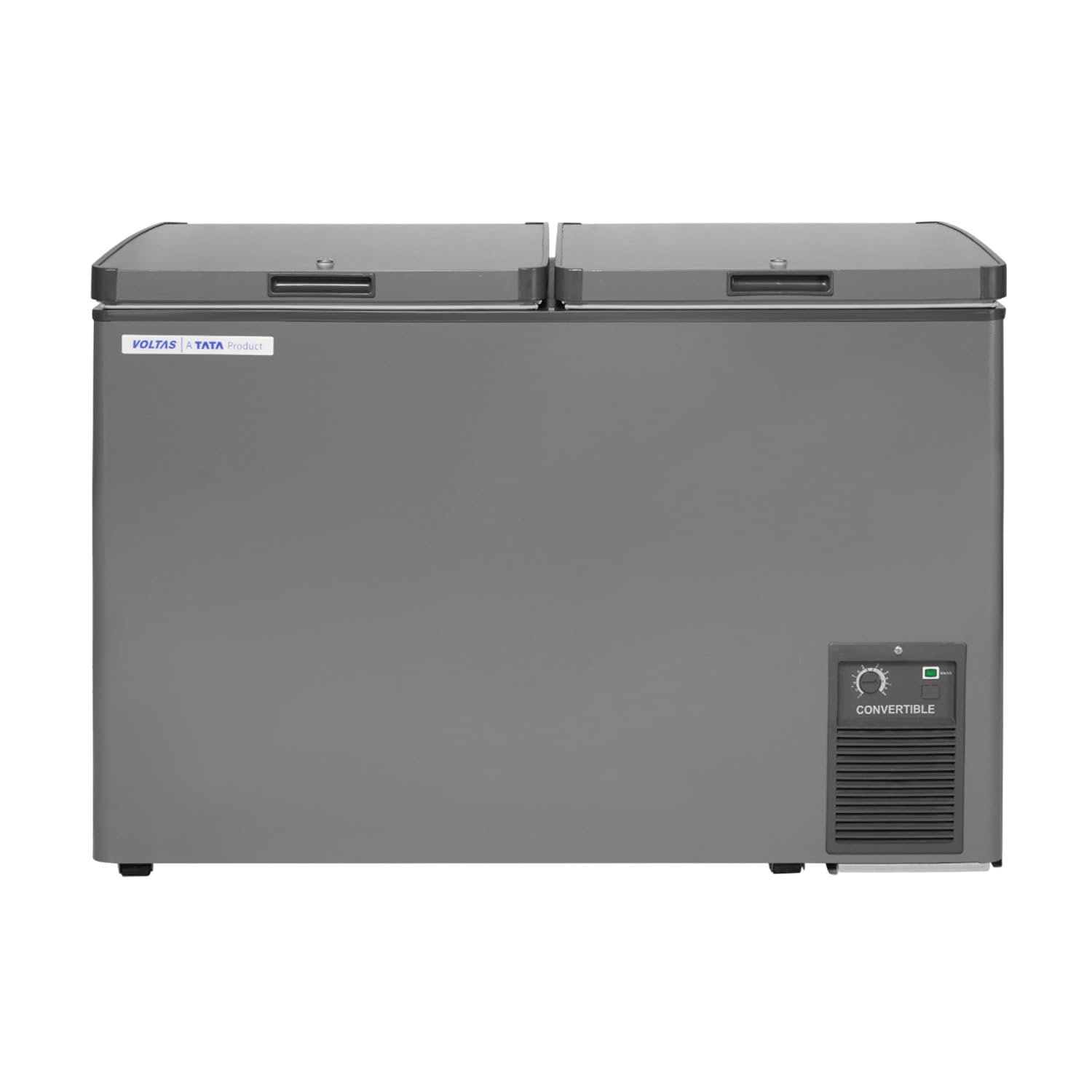 Voltas 320 Litre, 4 star, Convertible Double Door Chest Freezer, Uni Directional Rollers, UV graded plastic (VOLTAS CVF320DA4-P-PL, White)