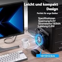 ELUTENG 120mm Mini USB Lüfter 5V mit 3 Geschwindigkeit Regelbar, Klein USB PC Lüfter Mini Tischlüfter 12cm für Computer, Laptop, Router, PS5 PS4 – Ansicht 2