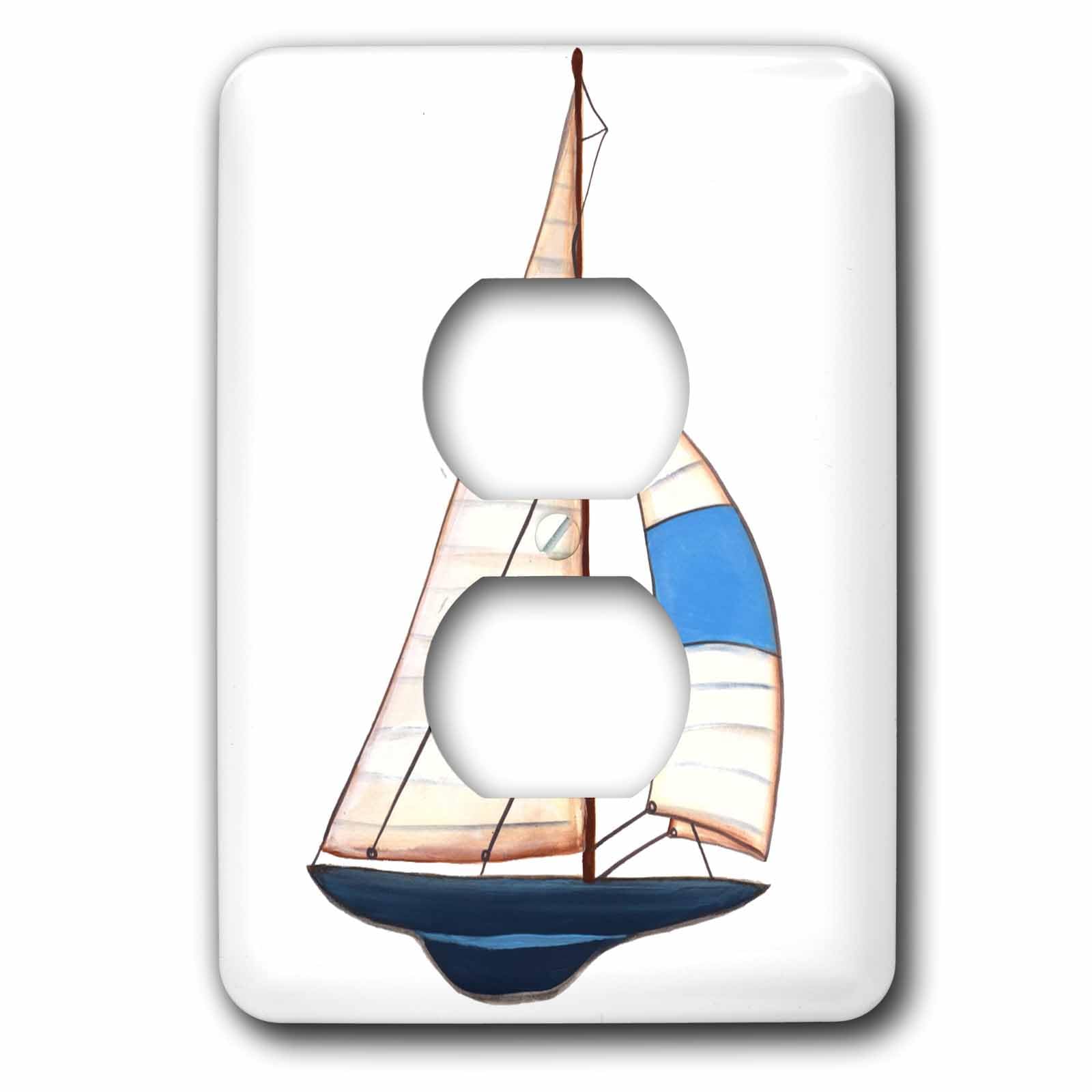 Cache 2 prises de sortie 3dRose voiliers bleu et blanc lsp_254842_6 lot de 6