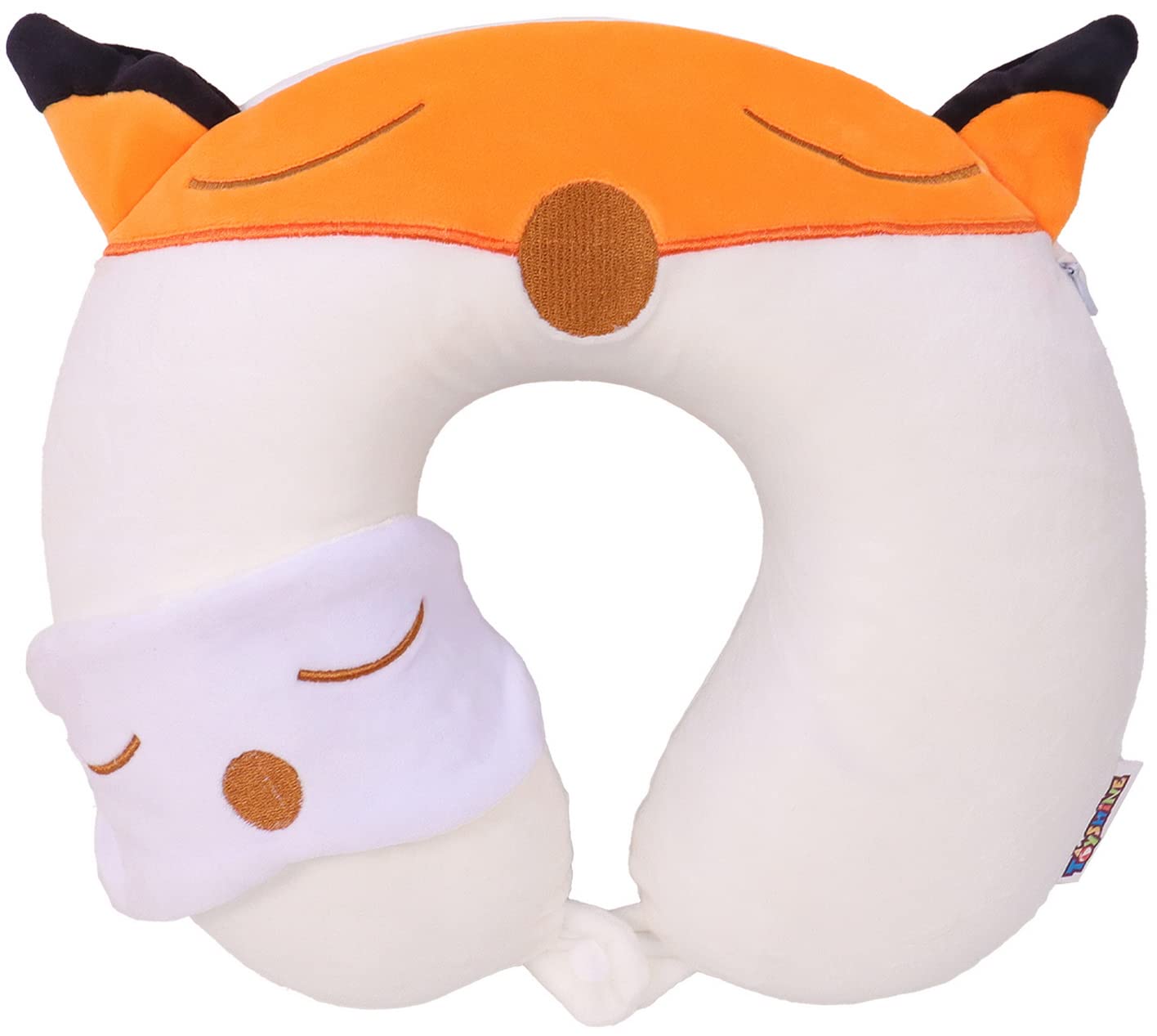 Toyshine Fox Travel Neck Pillow for Airplane, Car, Train Neck Support for Sleeping Resting, Soft Memory Foam Insert and Cute Pink Unicorn Animal Plush Pillow Cover Chirldren Gifts- M4