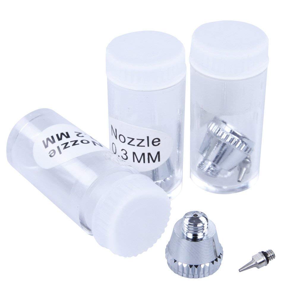 TIMBERTECH - abpst03 - zestaw 2 aerografów - z 6 igłami, 6 końcówkami, 2 adapterami, 2 wężami i 2 przegródkami