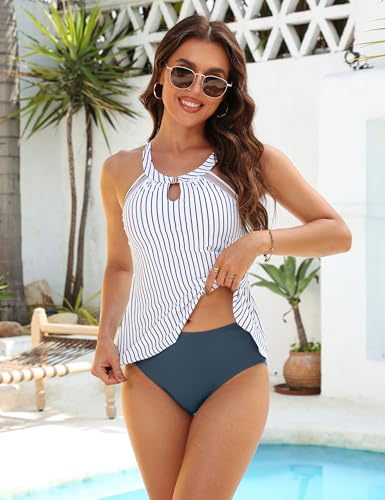 Image of Blooming Jelly Womens Tankini Swimsuit High Neck Two Piece Modest Swimwear