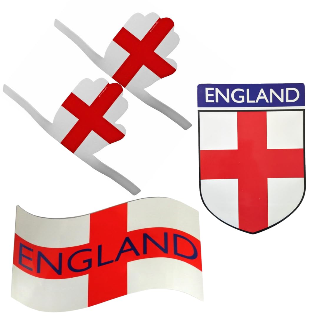 LND Gifts England Car Magnets and Wing Mirror Covers, Set of 2, Football St George's, Sticks to Cars, Fridges or Metal Objects England car stickers and decals Magnetic, England Car Flag Decorations