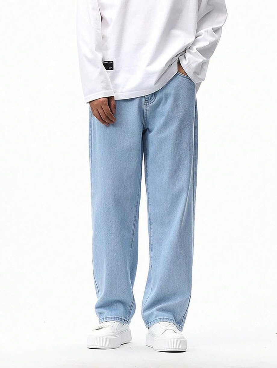 Denim Fabric Straight Fit Mid Rise Light Blue Men Jeans (STF-LVR-121)-image-42