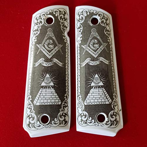 1911 Colt Combat Commander 38 .45 Grips Masonic 1911 Full Size Grips W Ambi Cut