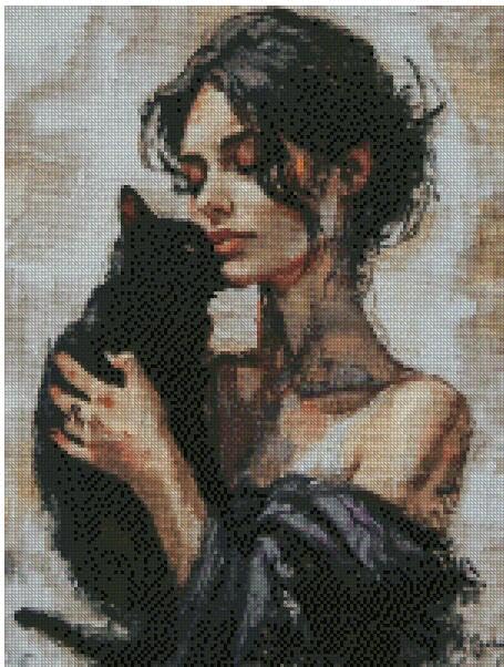 Point de croix compté fille et chat une broderie poétique célébrant la tendresse