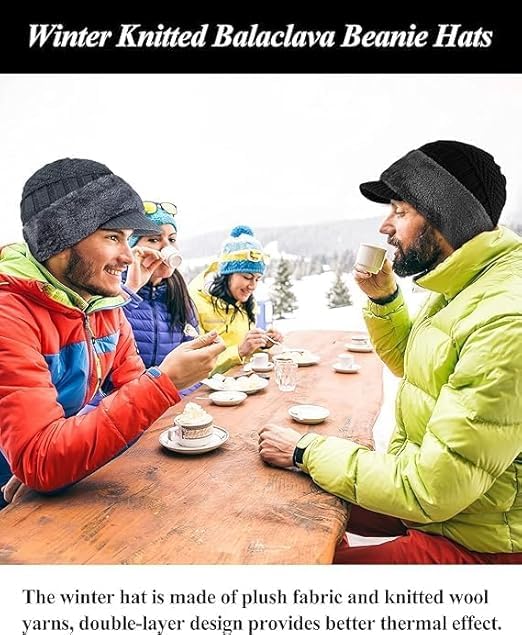 VENEXA Winter Cap for Men Women Winter Knitted Balaclava Hat Warm Cycling Face Covering Winter Warmer Knit Hat Neck Gaiter for Adults Multicolour, Free Size 2