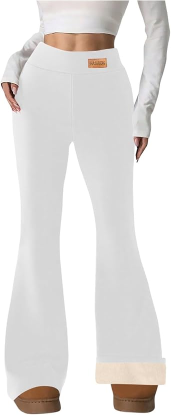 Flare Leggings for Women Fleece Lined Yoga Pants Tummy Control Warm High Waisted Bell Bottom Thermal Winter Clothes