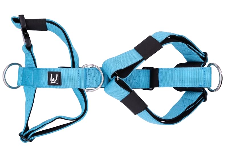Wooffings Tactical Harness – 3‑Way Adjustable Fit - Heavy Duty K9 Vest with & All‑Metal Hardware for Training & Outdoor Use (Blue, L)