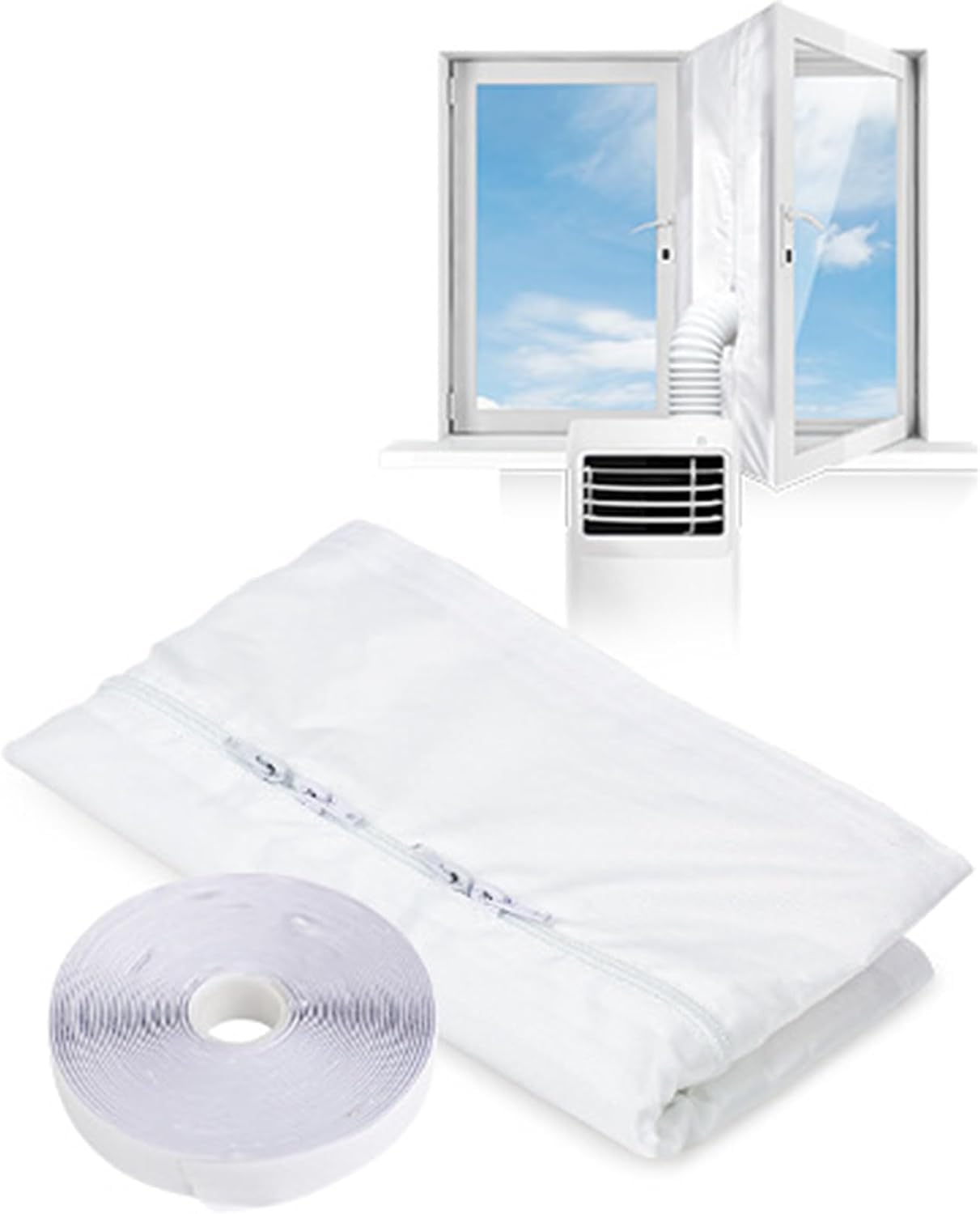 Kit di guarnizioni per finestre AC portatile, sfiato regolabile per finestre con apertura interna ed esterna, compatibile con condizionatori d'aria portatili a tubo singolo e doppio, lunghezza 4 m/5 m