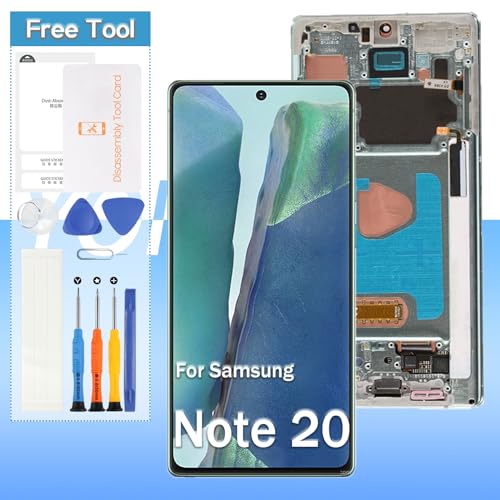 Screen Replacement for Samsung Galaxy Note 20 5G /Note 20 4G SM-N981U, SM-N981A, SM-N981W, SM-N980 6.7" (OLED) LCD Display Digitizer Touch Assembly Repair.(Gray with Frame)