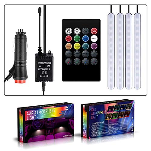 Zwbfu Carro RGB LED Faixa de luz Atmosfera Pé Ambiente Luzes um para quatro controle de voz Luzes de