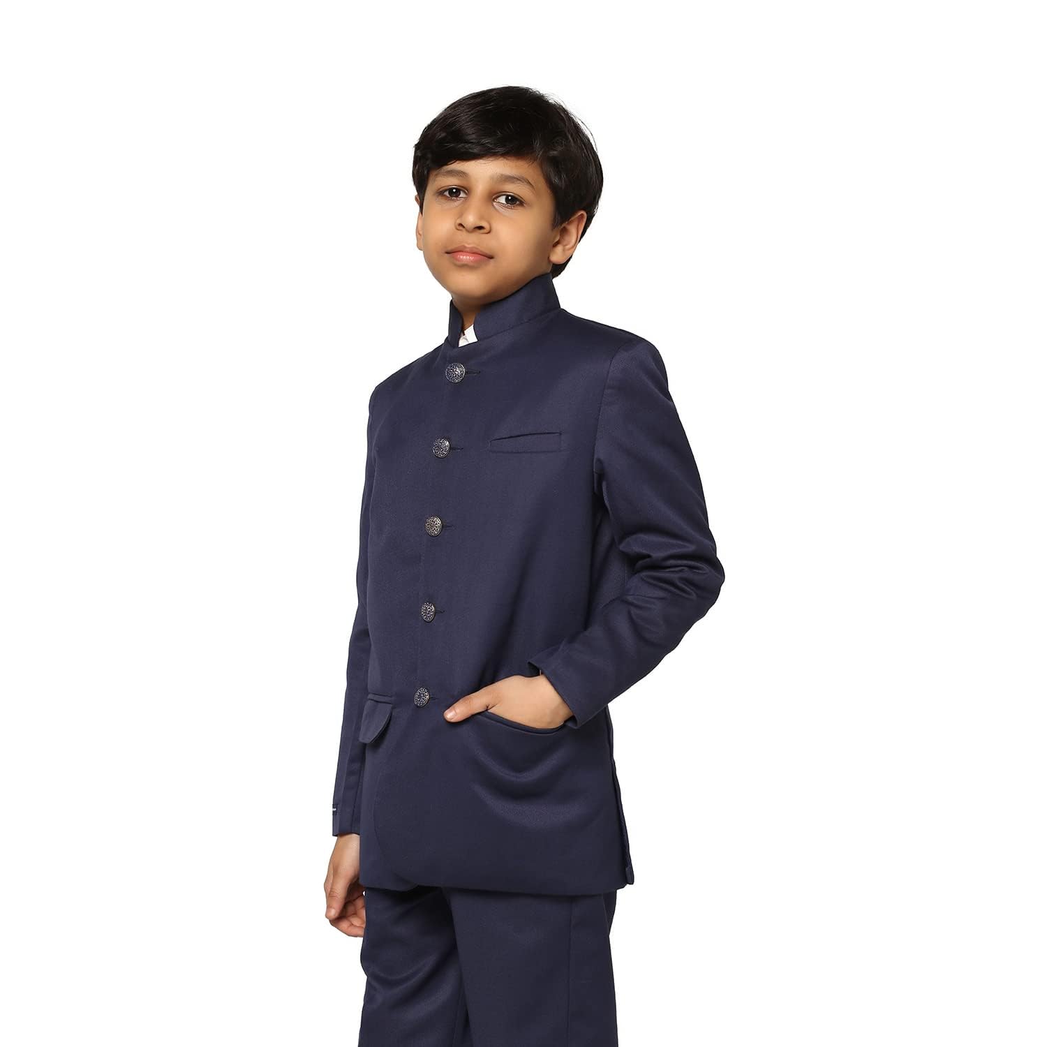 TAHVO Boys Cotton Blend Solid Notched Lapel Blazer (Blue2, 3-4 Year) 1