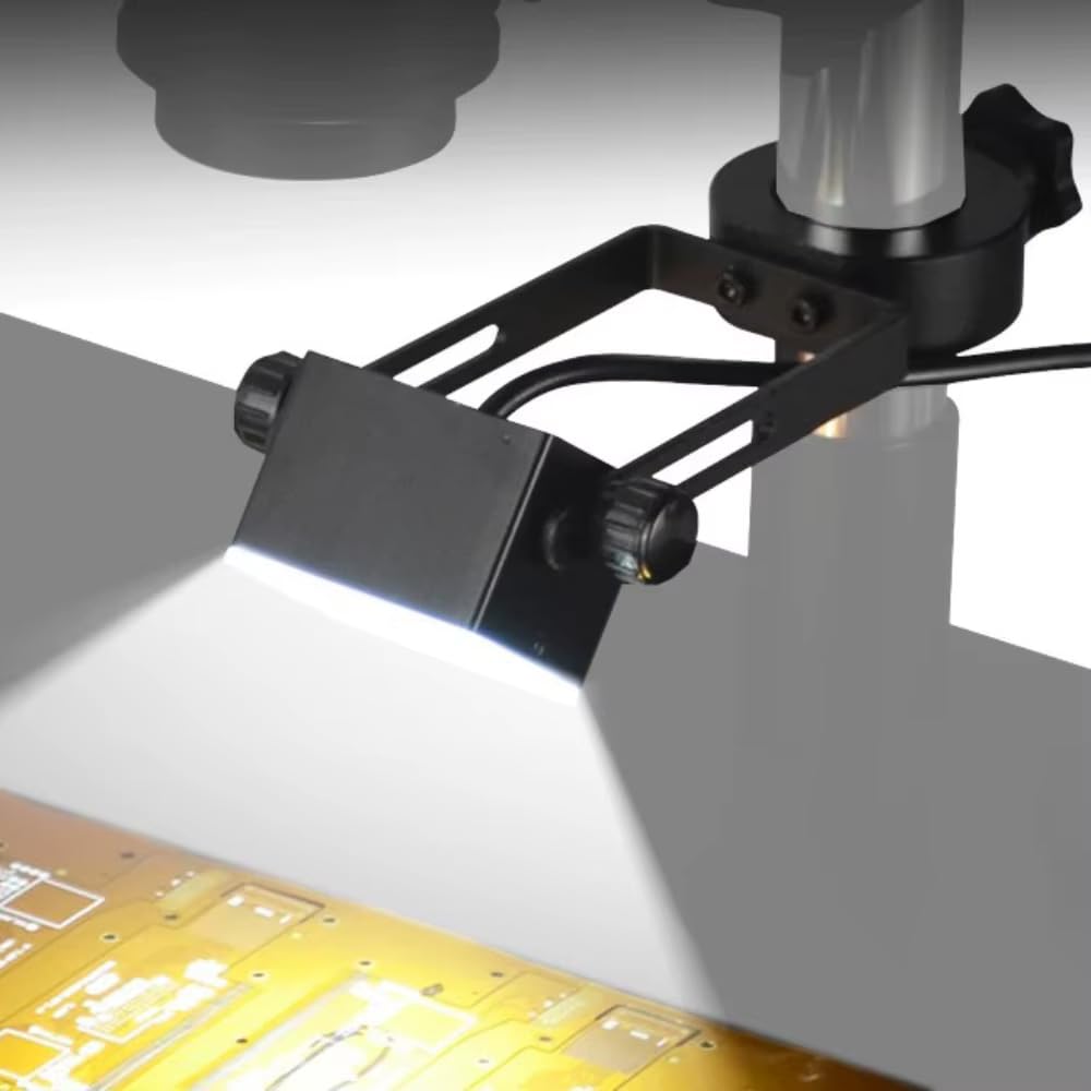Mikroskopowe Regulowane Boczne Źródło Światła LED, Ściemnialna Kwadratowa Lampa Oświetlająca 60 Diodek LED do Mikroskopu Przemysłowego Stereoskopowego (32MM)