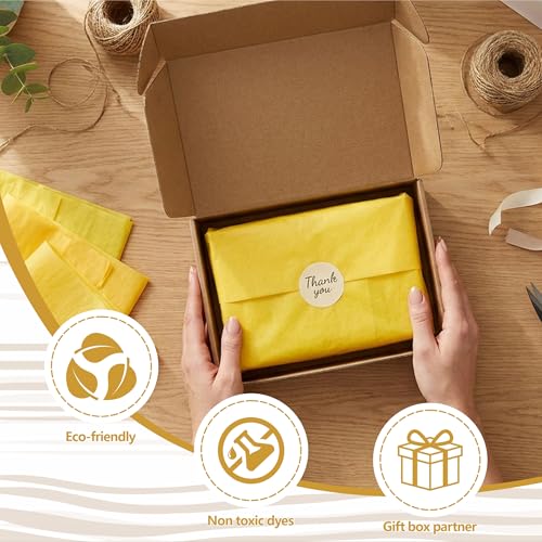 Image of Bobobag 100 Sheets Yellow Tissue Paper 20 inchX14 inch Tissue Paper for Gift Bags, Gift Wrapping Tissue, Christmas Tissue Paper Anniversary Holiday Decoration Arts Craft