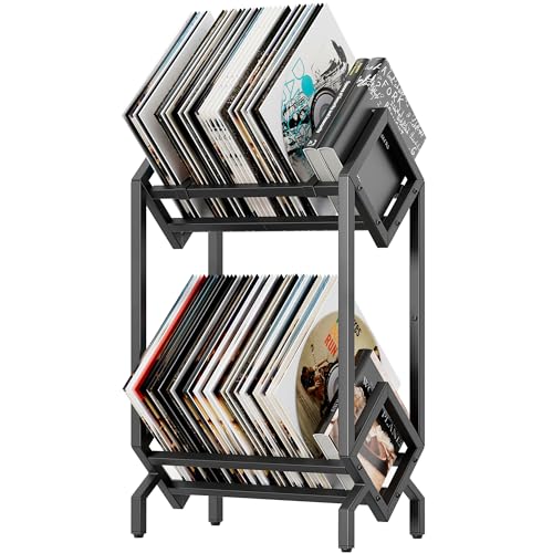 BOEASTER Vinyl Record Storage Rack, Record Holder 160-200 LP Storage Shelf Display Stand for Albums...