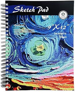 CONDA 9"x12" Sketch Book, 100 Sheets (68 lb/100gsm), Spiral Bound Artist Sketch Pad, Durable Acid Free Drawing Paper for Drawing Painting, Starry Sky A4