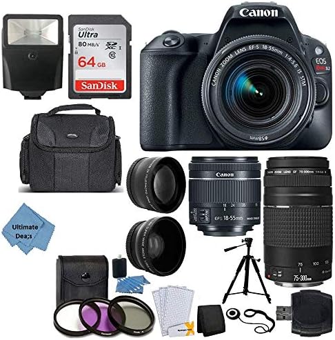 Canon EOS Rebel SL2 DSLR Camera + EF-S 18-55mm is STM + EF 75-300mm III + 64GB Memory Card + Wide Angle & Telephoto…