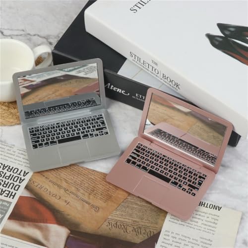 Espejo compacto portátil en forma de laptop x2 miniatura 6