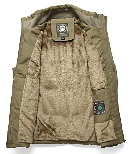 Vcansion Men's Outdoor Stand Collar Fleece Jacket Vest Casual Padded Vest Coats4