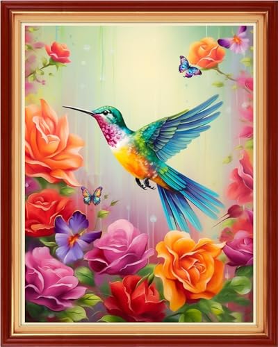 Image of Findvoor Stamped Cross Stitch Kits for Beginner Embroidery Kits for Beginners Adults DIY 11CT Cross Stitch Patterns Needlepoint Kits Crossstitching Kits-Hummingbirds Honey 16x20 inch