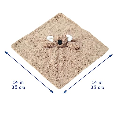 Image of Baby Brown Koala Soft Stuffed Animal Security Blanket, Plush Koala Character Lovey Blanket, Baby Shower /Nursery Gift, Newborn Infant Toddler Snuggle Blankie for Boys Girls, 14 Inches