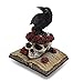 Zeckos Mystical Raven on a Rose-Covered Skull Hand Painted Resin Statue -,Perched Upon 'The Raven' Poetry Book - an Artistic Fusion of Macabre and Literary Allure
