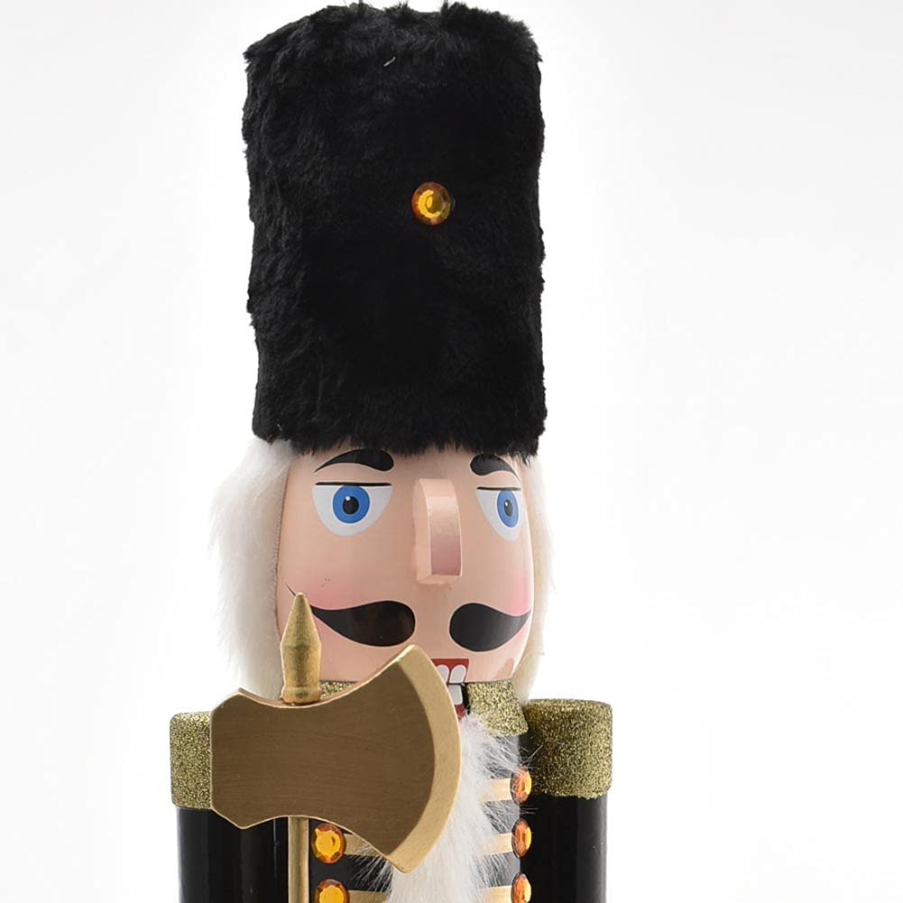 BAKAJI Soldat Casse-Noisette de Noël en Bois Géant Hauteur 106 cm Robes Peintes Barbe et Cheveux en Peluche avec Mécanisme de Travail Décorations de Noël (Design 2)