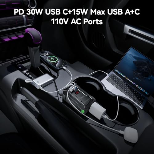 Vansoet 400W Car Power Inverter DC 12V to 110V AC (PD 30W/15W USB C + 2 USB A Ports & 2 AC Outlets) - image 6