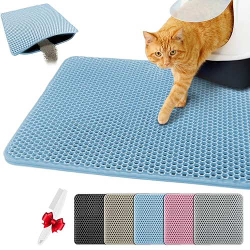 Blissstorm Katzenklo Matte 30X30cm Doppelschicht EVA Katzenmatte Blau