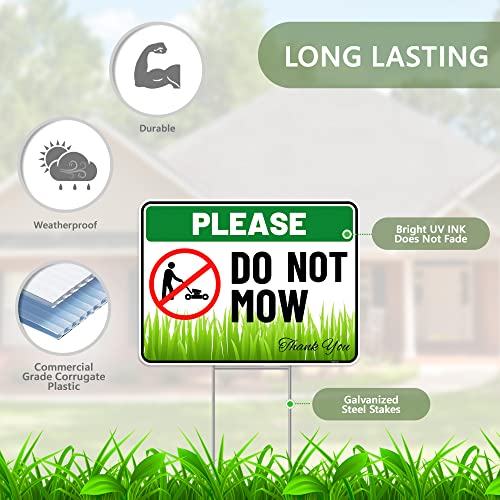 2Pc Do Not Mow Sign With Stake, 12 Inches By 9 Inches - Corrugated Plastic - No Mow May Yard Sign For Lawn #TOP1