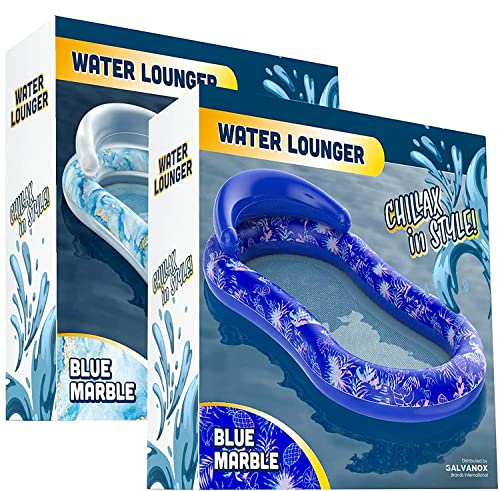 2-Pack Mesh Bottom Pool Float for Tanning and Lounging - in Water Inflatable Floating Lounger with Headrest (by Galvanox)