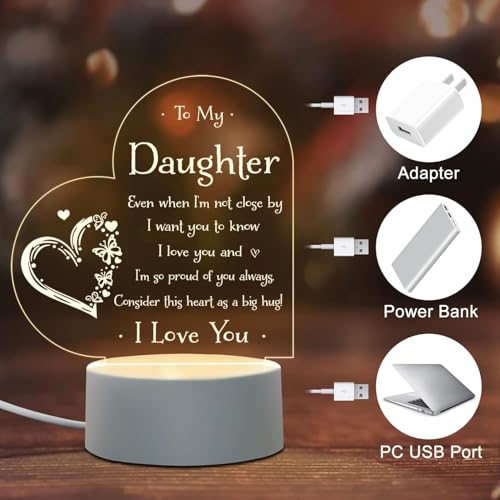 Image of Plastic Daughter Gifts -Daughter Birthday Gifts, Chrismas Daughter'S Gift From Mom Dad, Gift For Daughter'S On Valentines Day, Graduation, Wedding, Mothers Day LED