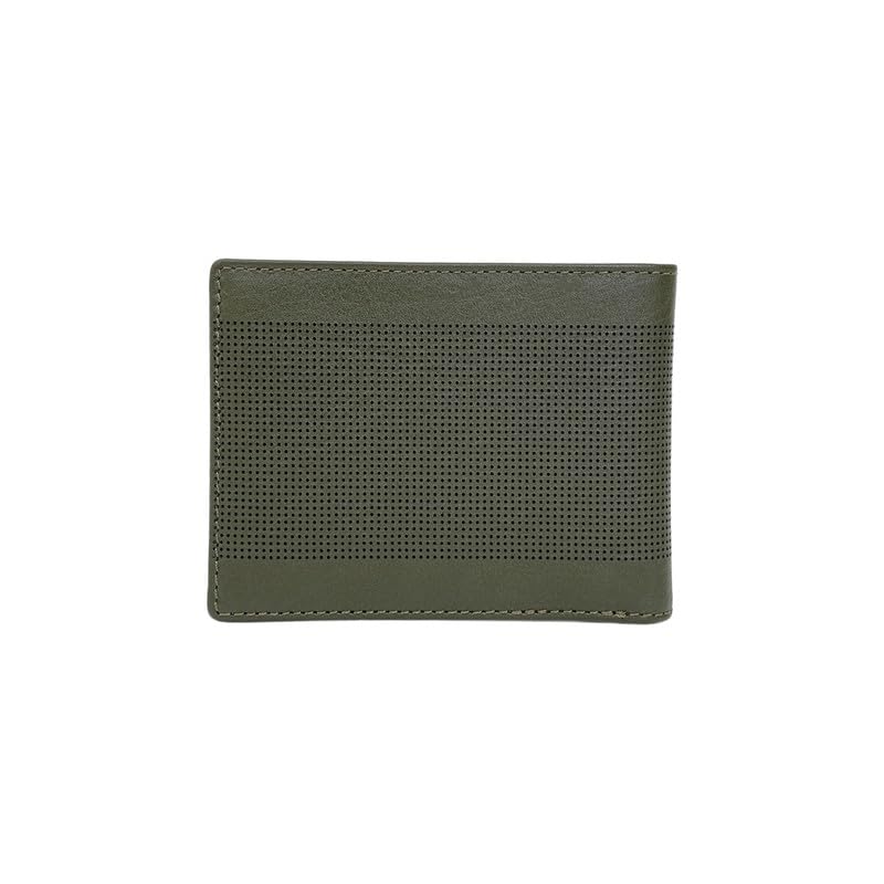 Image of Tommy Hilfiger Men's Benin Global Coin Wallet - Olive | Laser-Etched Leather | Compact Design| Purse for Men | Ideal for Gifting