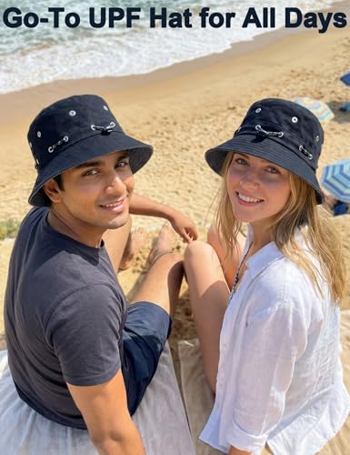 Image of Venzina Bucket Hat for Men Hat Cap for Men UPF 50+ UV Protection Packable Fisherman Sun Hat for Women Solid Reversible Camouflage Styles Beach Commute Travel Outdoor Hiking Round Cap