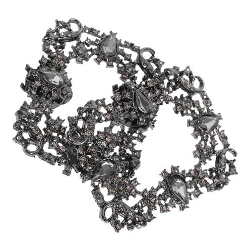 LALADEFIEE Pinzas para Zapatos de Mujer Gemas de Imitación, Hebillas Metálicas Desmontables para Tacones Altos, Accesorios para Bodas y Eventos, Clip Floral Elegante, 2 Piezas en Gris