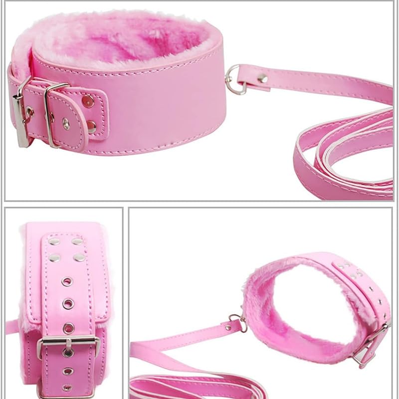 Set di Otto Pezzi di Lychee Modellato Rosa Regolabile Accessori per Il Piacere all'Interno, Fascia Elastica Morbida Come Regalo di Coppia, Manette Erotiche