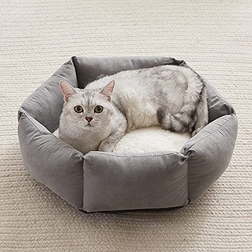 Western Home Cat Beds for Indoor Cats Dogs, Kitty Puppy Kitten Bed Round Soft Plush Flannel Pet Cushions Beds Washable