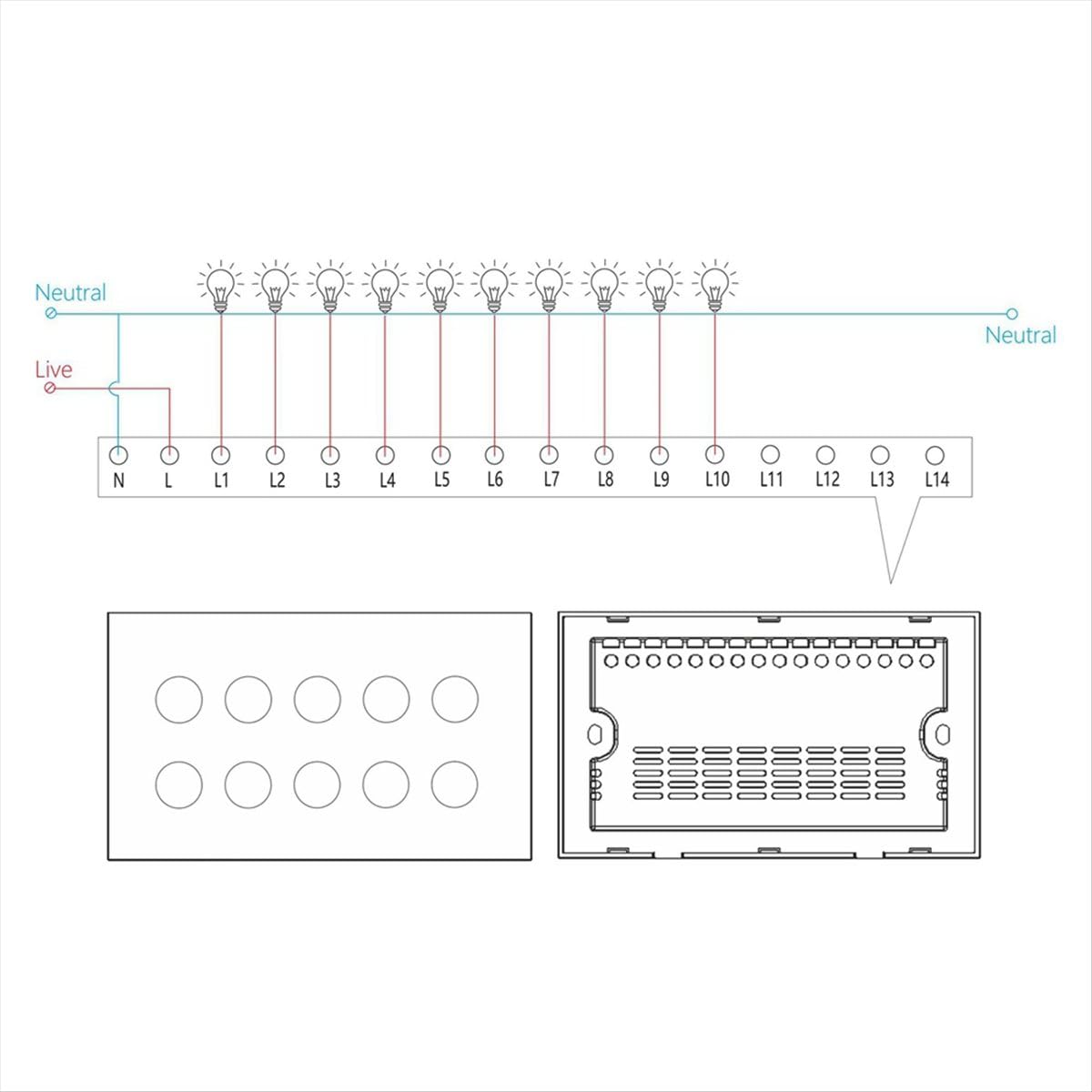 Interruptor de pared inteligente WiFi con interruptor de pared panel de vidrio Tuya Life de 10 bandas para Alexa Home blanco