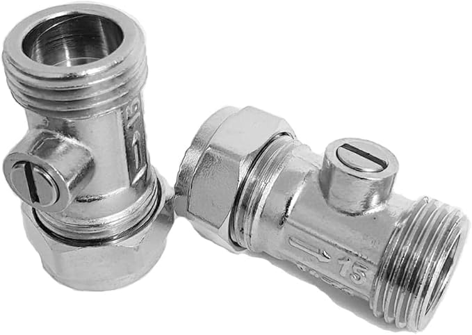 Aigher 15mm Isolation Valve 2 Pack 15mm x 1/2 Bolofix Male Iron Flat Faced Isolator Valves for Flexible Tap Connector Pipes Hot and Cold Water Systems