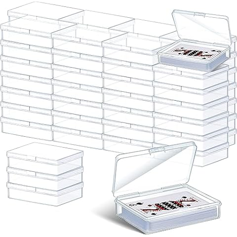 Vicenpal 60 Pieces Playing Card Box Trading Card Case Clear Card Deck Cases Card Storage Organizer Plastic Playing Card Case for Bank Business Gaming Cards, 3.86 x 2.91 x 0.94 Inch Cover