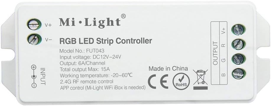 LIGHTEU®, Miboxer Milight RGB smart LED strip controller for RGB strip light, DC 12V 24V Max.15A controller, fut043