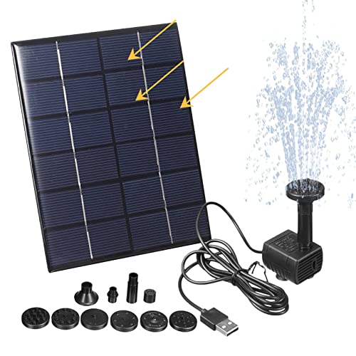 Bomba Solar para Lagoa,Bomba de fonte solar 2W | Kit de bomba de água flutuante com 6 bicos, fonte m