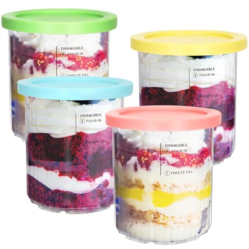 For-Ninja-Creami-Deluxe-Pints-and-Lids-4-Pack-NC500-NC501-Ice-Cream-Pint-fit-for-Ninja-Delux-Ice-Cream-Maker-24-oz-food-container-for-Ninja-Creami-Deluxe-BluePinkYellowGreen For Ninja Creami Deluxe Pints and Lids 4 Pack NC500 NC501 Ice Cream Pint fit for Ninja Delux Ice Cream Maker 24 oz food container for Ninja Creami Deluxe BluePinkYellowGreen