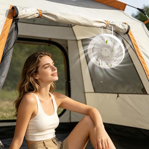 Ventilateur Solaire de Camping avec Télécommande et Lampe LED Rechargeable