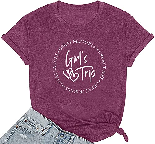 Image of Girls Trip Shirts for Women 2026 Girl Vacation Weekend Matching Tshirts Summer Vacay Mode Graphic Tees