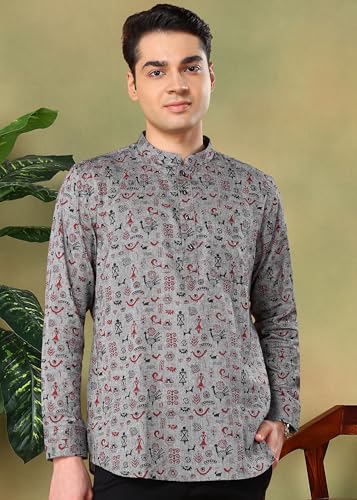 Image of Tattva Pink Tribal Printed Short Kurta